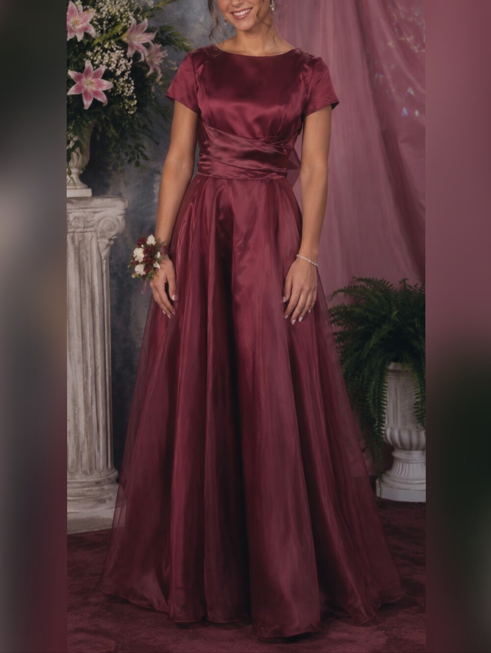 Fiesta Vintage 90s 00s Y2K Burgundy Organza A-Line Party Prom Quince Dress Sz M